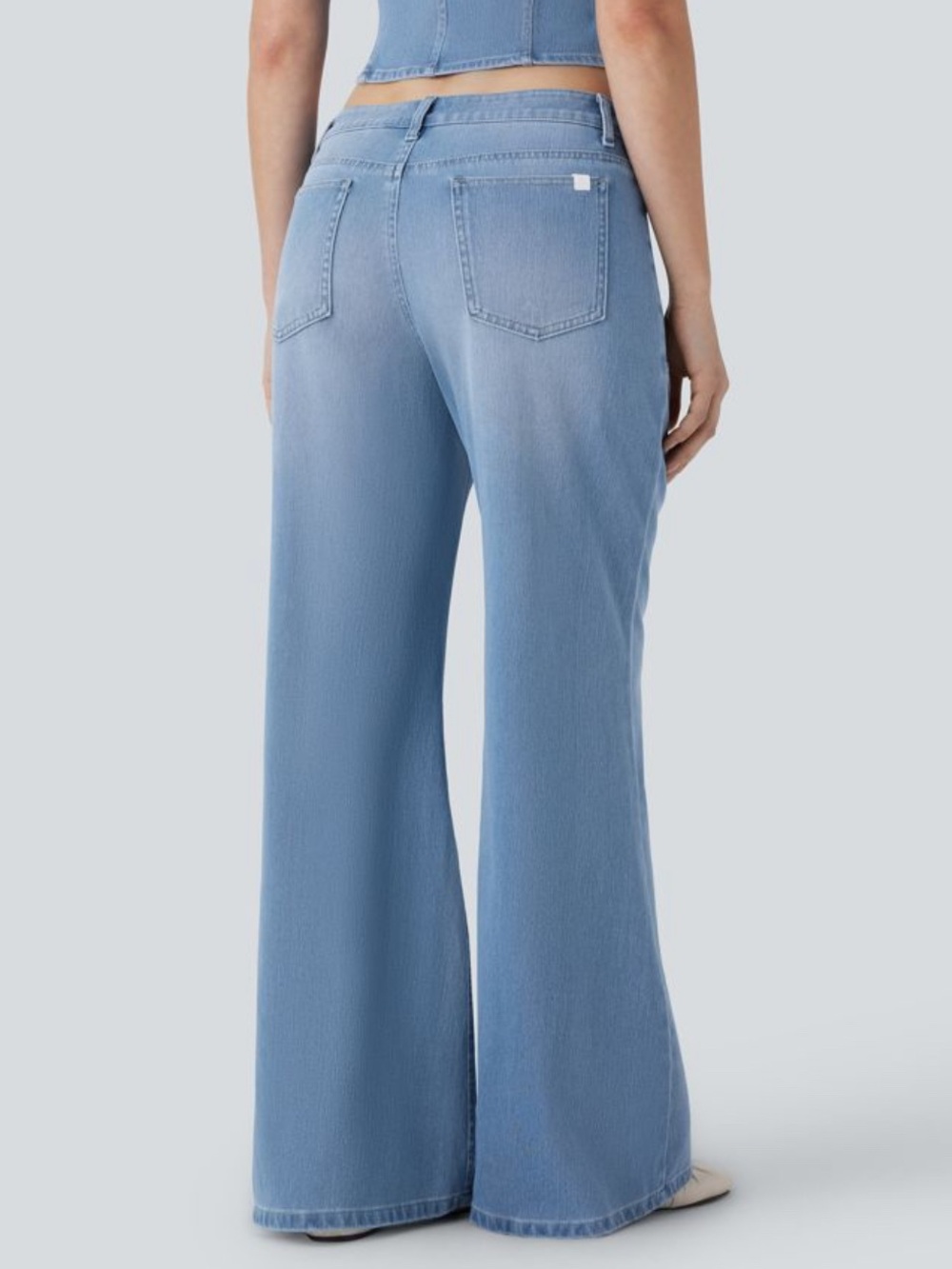 Halara Flex™ Low Rise Zipper Pockets Baggy Wide Leg Flare Washed - Picture 2 of 4